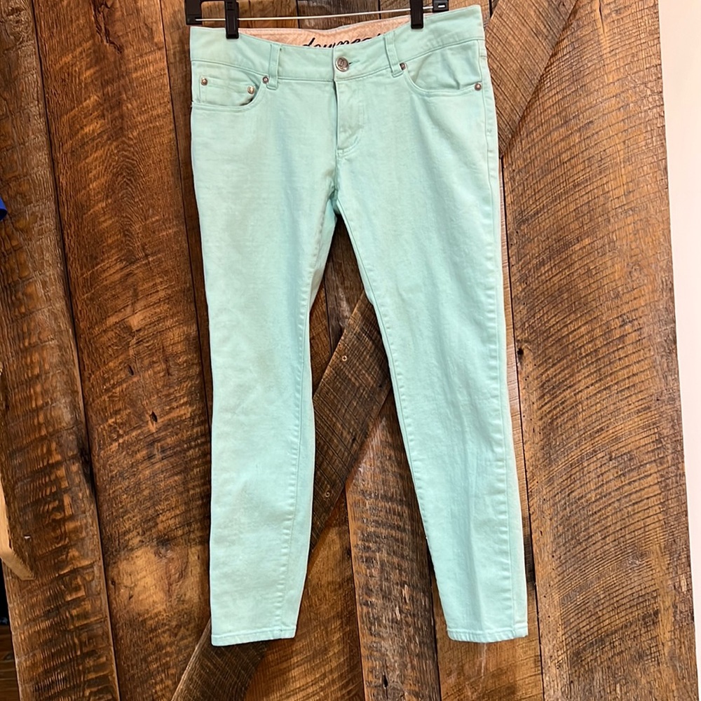 Downeast Women's Size 6 w30 Teal Denim Low Rise Cropped Ankle Jeans